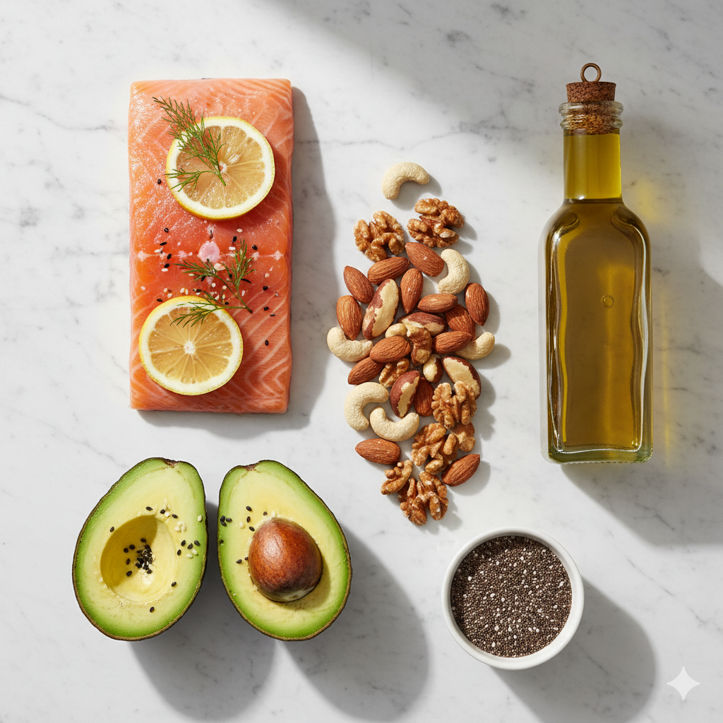 콜레스테롤 관리에 좋은 불포화지방 식품 연어 아보카도 견과류