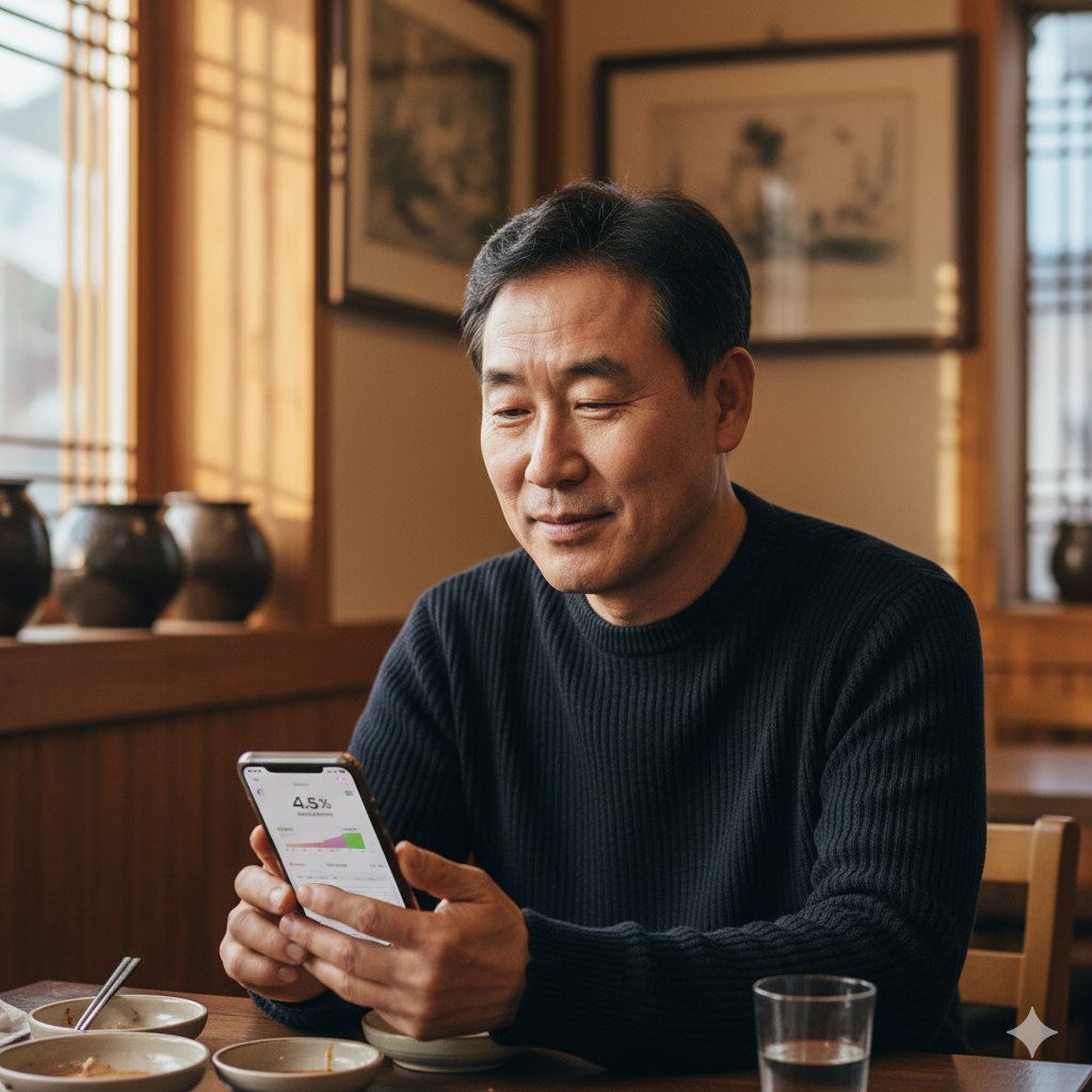 식후 혈당을 체크하는 당뇨 환자