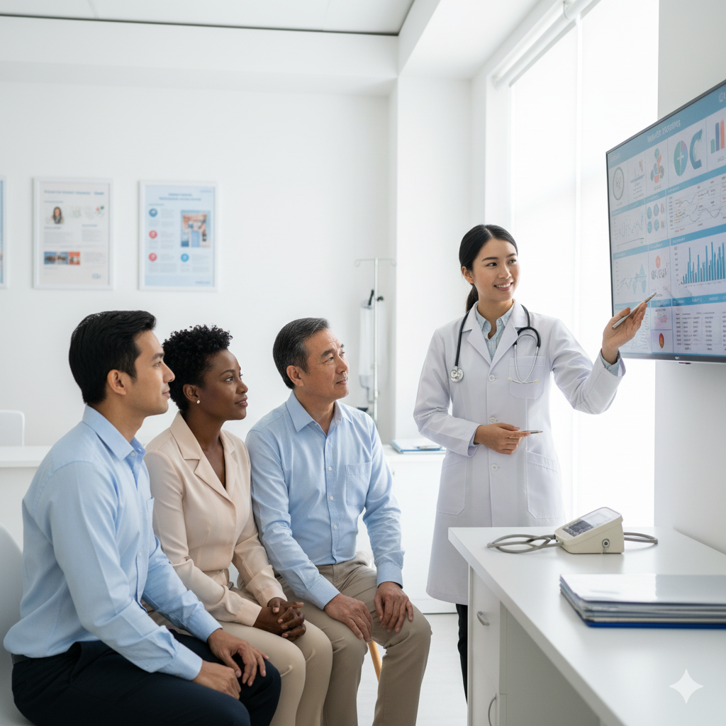 30대부터 60대까지 연령별 맞춤 건강검진 상담 장면