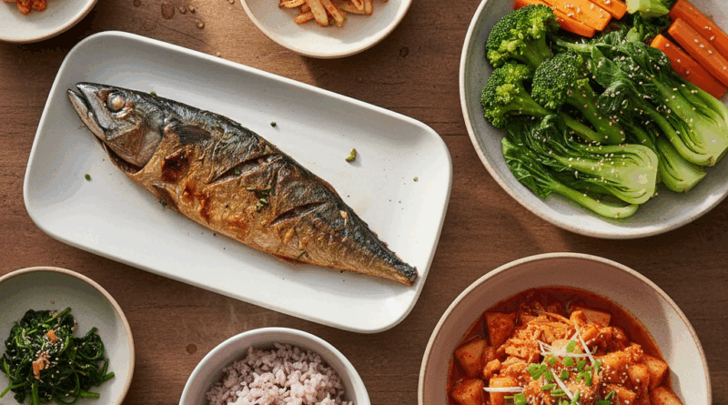 혈당 관리에 좋은 집밥 한상차림, 통곡물밥과 생선구이