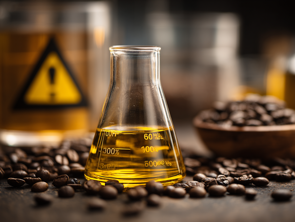 디카페인 제조에 사용되는 염화메틸렌 화학 용매와 커피 원두