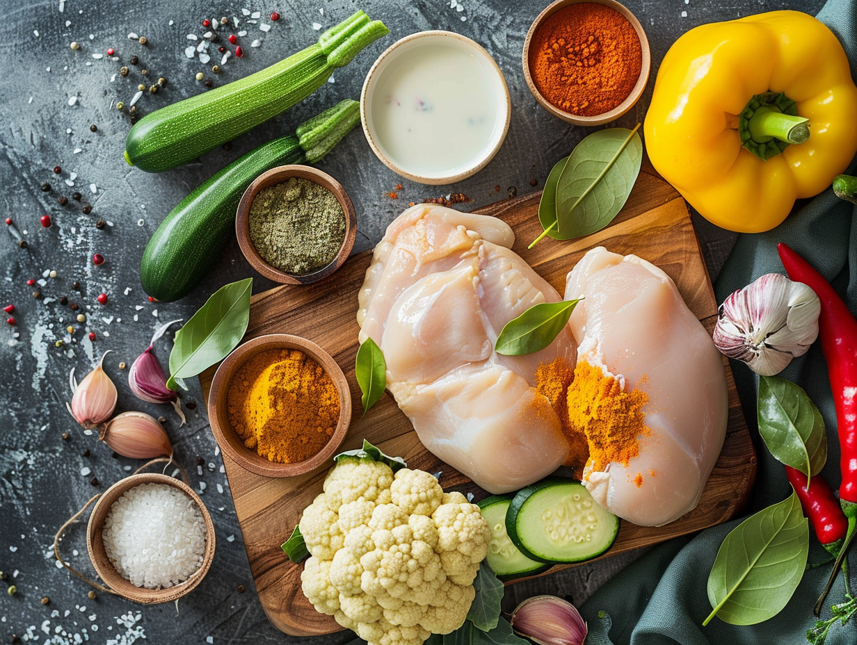 당뇨 환자를 위한 저GI 카레 재료 배치도