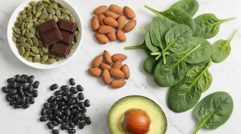 마그네슘 많은 음식 TOP 10 호박씨 다크초콜릿 아몬드 시금치