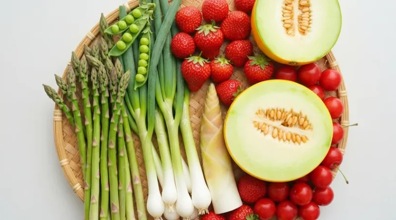 5월 제철 식재료 아스파라거스 완두콩 딸기 참외 죽순 봄양파 앵두