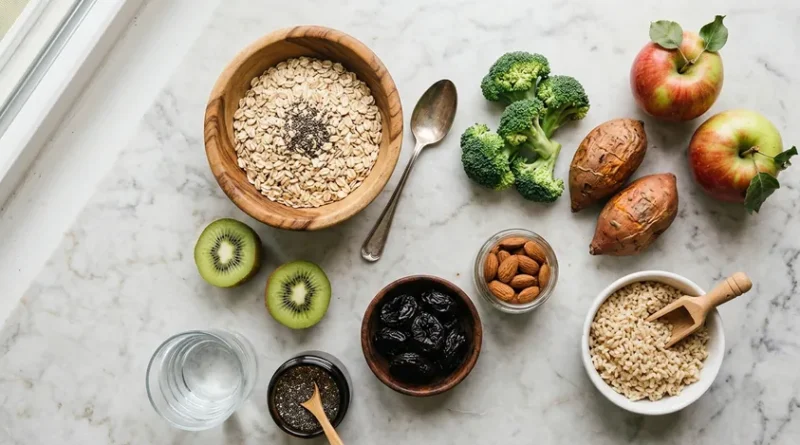 변비에 좋은 음식 10가지 — 고구마 키위 귀리 브로콜리 푸룬 등 식이섬유 풍부한 식품 모음